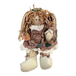 Handcrafted Angel Cloth Doll with Reindeer Ornament by Quilted Treasures